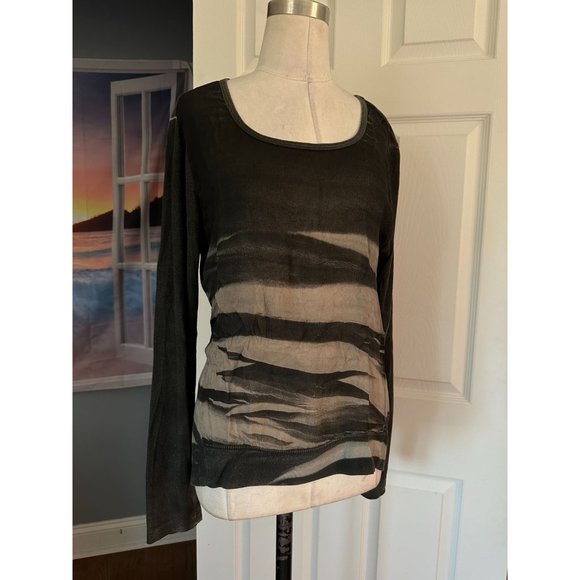 Barbara Lesser L/S tie dye abstract print top Small - Picture 2 of 4